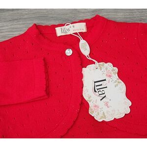 Lilax Baby Girls 12-18M Knit One Button Closure Red LS‎ Bolero Shrug Sweater NWT